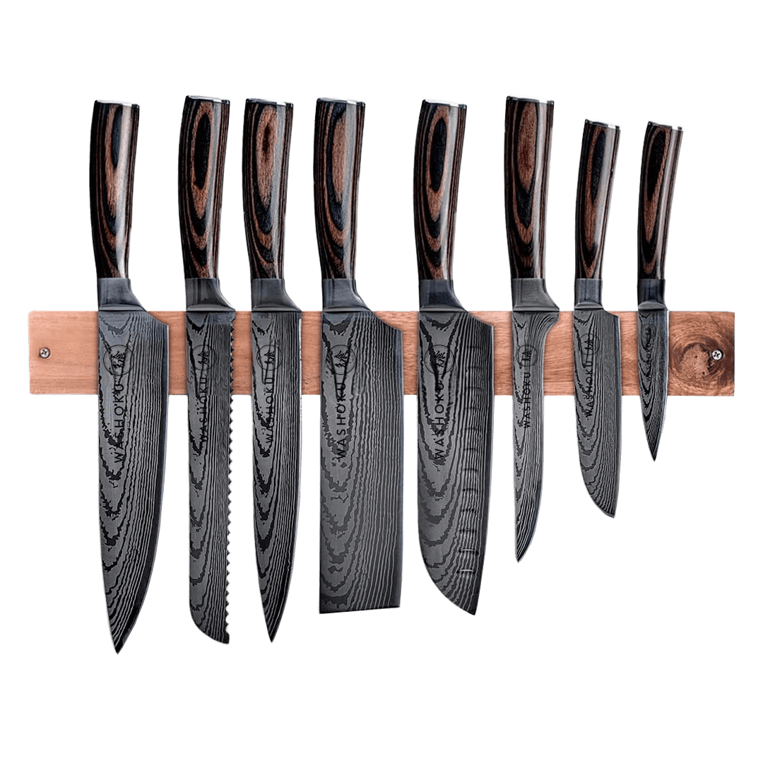 Washoku 8pcs Knifeset and Wooden Strip