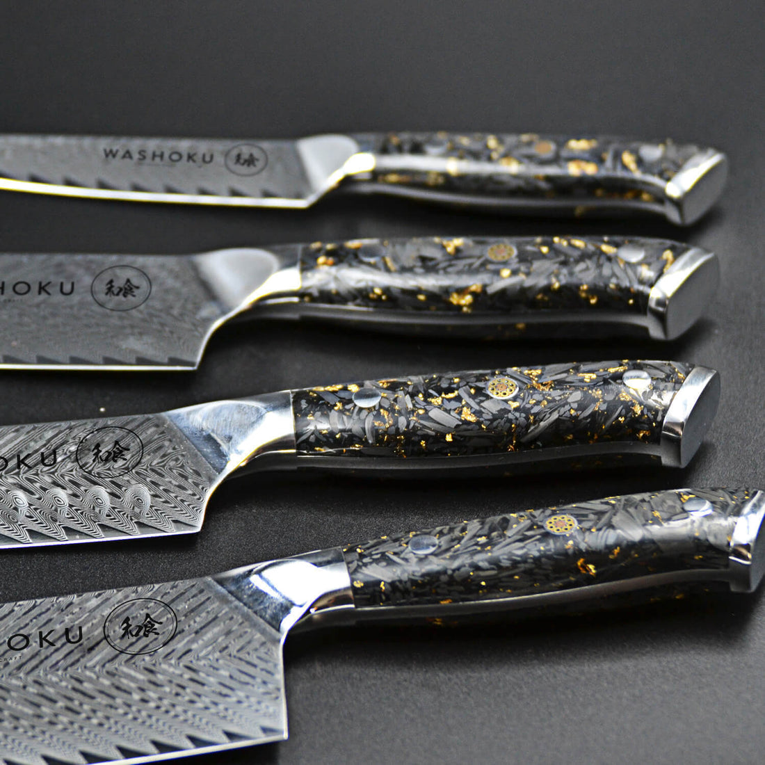 Washoku Kiiro Damascus Knives